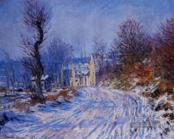  Winter Kunst - Straße nach Giverny im Winter Claude Monet